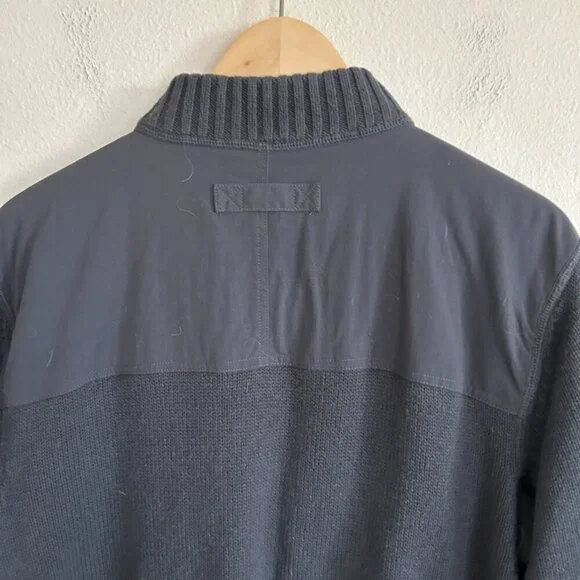 Duluth Trading Co Sweater Gray 1/4 Zip Mock Neck Elbow Patch Cotton Wool - Picture 6 of 7